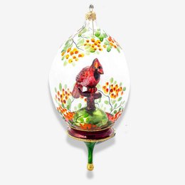 Red Cardinal Bird In Globe Ornament