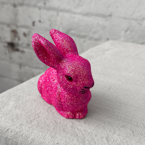 Ino Schaller Extra-Small Lying Glitter Bunny in Pink