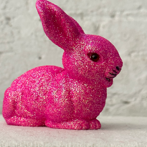 Ino Schaller Extra-Small Lying Glitter Bunny in Pink