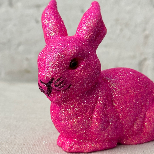 Ino Schaller Extra-Small Lying Glitter Bunny in Pink