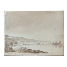 19th Century French Monochromatic Watercolor Painting by Alphonse Baril (#89)