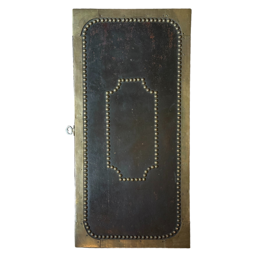 Small 19th-century China Trade Leather Camphor Chest with Gilt Silver Paper Lining (#1)