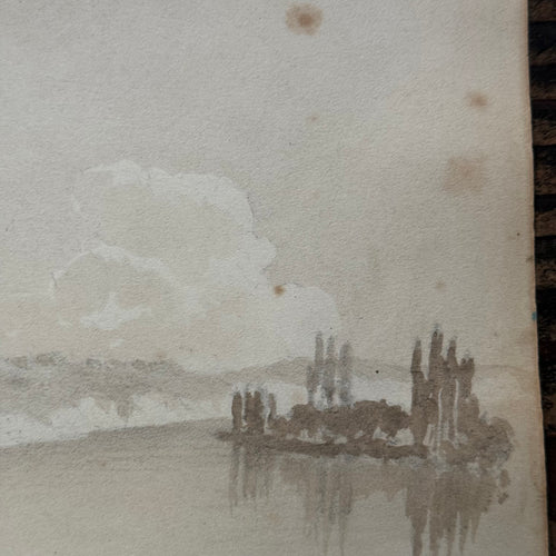 19th Century French Monochromatic Watercolor Painting by Alphonse Baril (#89)