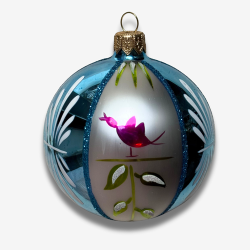 Blue Reflector with Bird Design Ornament