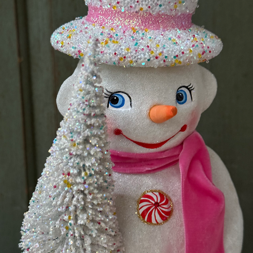 XL Papier-Mâché Snowman with Candy Canes