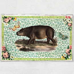 One of a Kind Collaged Hippo Mat (#618)