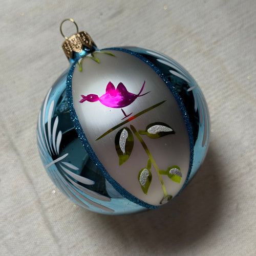 Blue Reflector with Bird Design Ornament