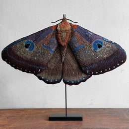 Hand-Beaded Giant Silk Moth on Stand by Trovelore
