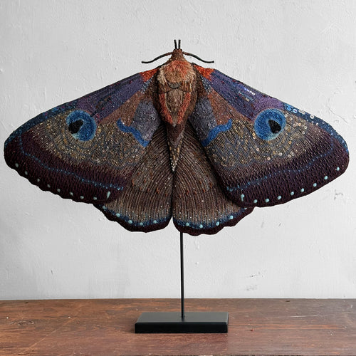 Hand-Beaded Giant Silk Moth on Stand by Trovelore