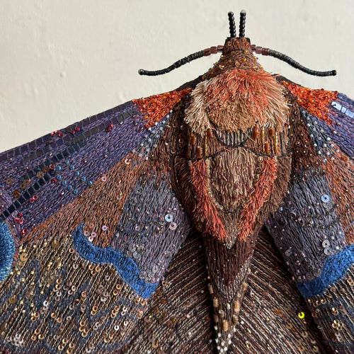 Hand-Beaded Giant Silk Moth on Stand by Trovelore