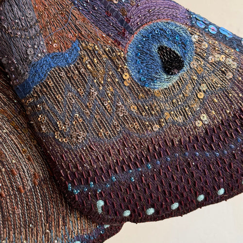 Hand-Beaded Giant Silk Moth on Stand by Trovelore