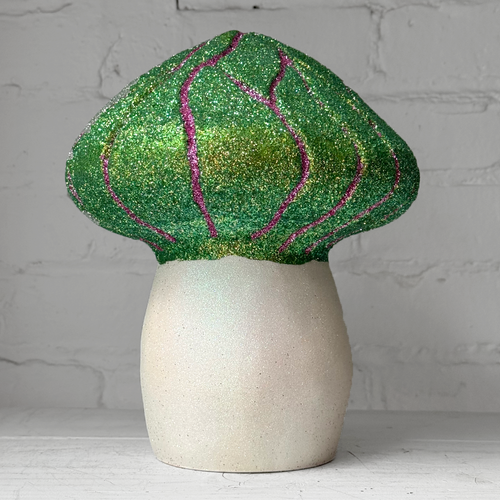 Grooved Glitter Mushroom in Green & Lilac