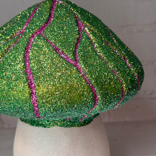 Grooved Glitter Mushroom in Green & Lilac