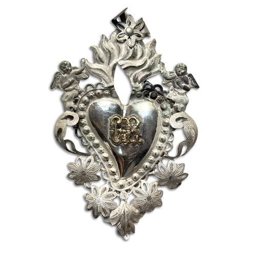 19th Century Italian Ex-Voto Sacred Silver Heart (No. 9)
