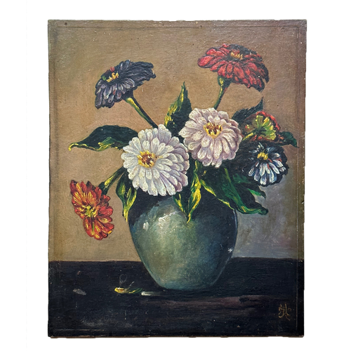 Mid 20th Century Geraniums Floral Still Life Painting