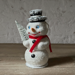 Papier-Mâché Snowman in Brilliant White