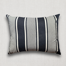 19th Century French Blue & White Ticking Pillow (#188)