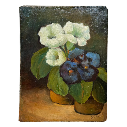 Mid 20th Century Dutch Potted Plants Still Life Painting
