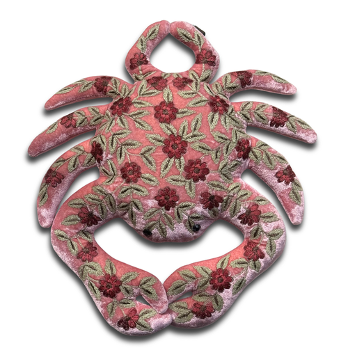 Moira Embroidered Silk Velvet Crab in Cyclamen