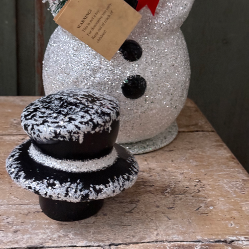 XL Papier-Mâché Glitter Snowman with Scarf