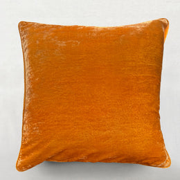 Plain Silk Velvet Cushion in Tangerine