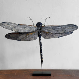 Hand-Beaded Blue Dragonfly on Stand by Trovelore