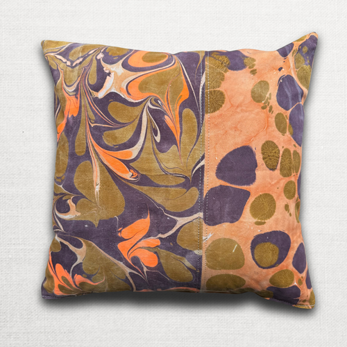 Hand Marbled One-of-a-Kind Pillow (26-08)