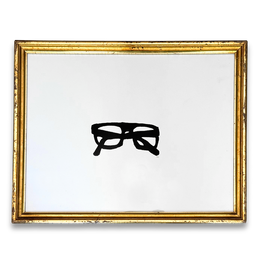 Hugo Guinness "Heavy Frame Spectacles" Linocut in a Vintage Frame