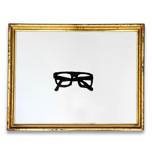 Hugo Guinness "Heavy Frame Spectacles" Linocut in a Vintage Frame