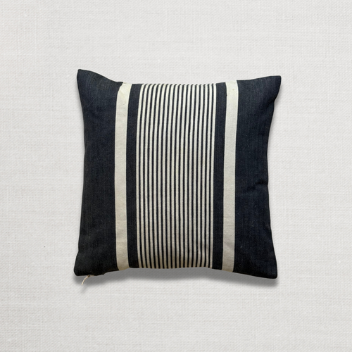 Custom 19th-century Small French Ticking Pillow (#40)