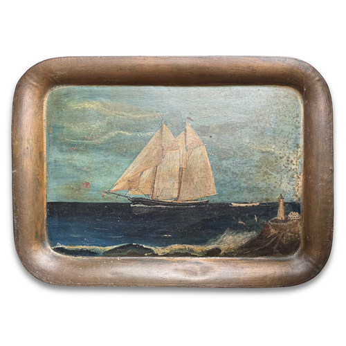 19th-century American Painted Toleware Tray