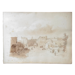 19th Century French Monochromatic Watercolor Painting by Alphonse Baril (#12)