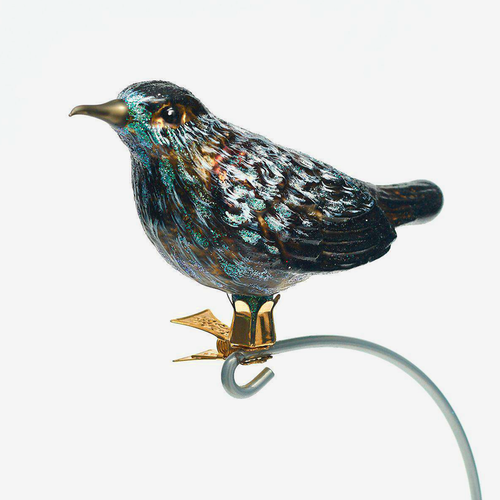 White & Brown Clip-on Bird Ornament