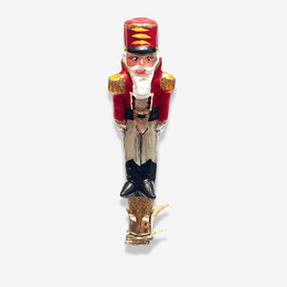 Small Red & White Nutcracker Clip-on Ornament