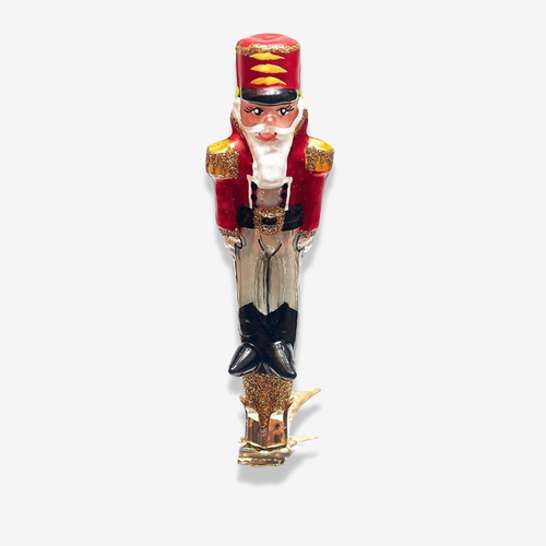 Small Red & White Nutcracker Clip-on Ornament