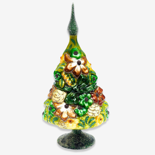 Flower Glass Christmas Tree On Base