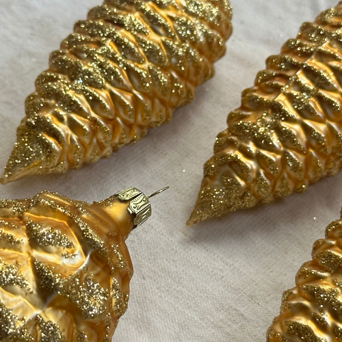 Set of 6 Nostalgic Mixed Gold Pinecone Ornaments