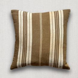 19th Century French Beige & White Ticking Pillow (#193)