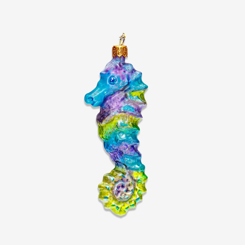 Teal Purple Seahorse Ornament