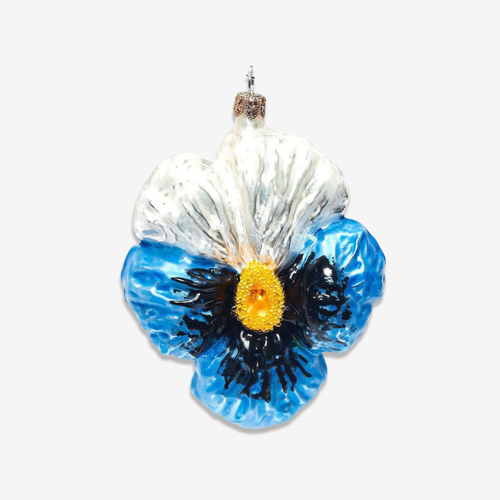 White & Blue Pansy Blossom Ornament