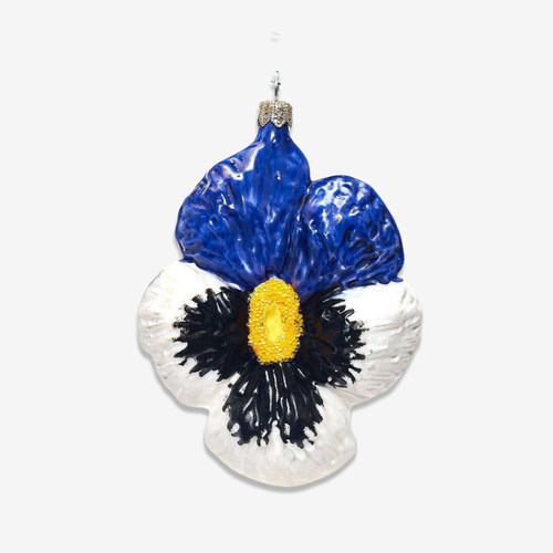 White & Blue Pansy Blossom Ornament