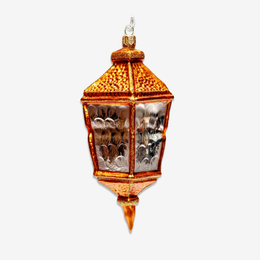 Large Gold Lantern With Flame Ornament