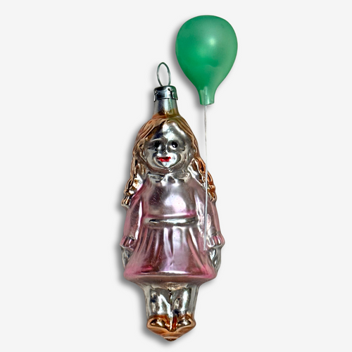 Nostalgic Girl Holding Balloon Ornament