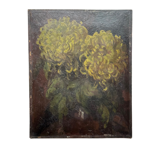 Mid 20th Century Yellow Floral Still Life Painting