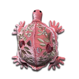 Liza Embroidered Small Silk Velvet Turtle in Cyclamen