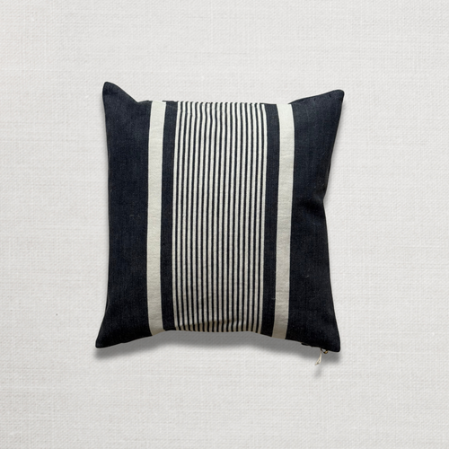 Custom 19th-century Small French Ticking Pillow (#35)