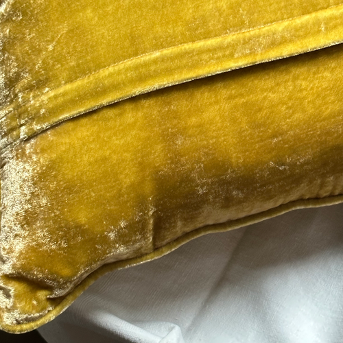 Anise Embroidered Silk Velvet Cushion in Citrine