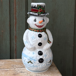 XL Papier-Mâché Beaded Snowman with Polar Bear Scene