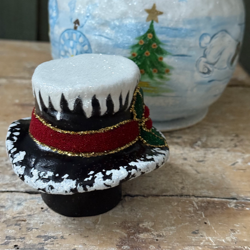 XL Papier-Mâché Beaded Snowman with Polar Bear Scene