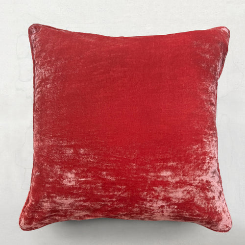 Plain Silk Velvet Cushion in Watermelon